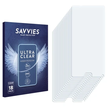 Front side of a product packaging with the brand logo Savvies. Next to it is the corresponding screen protector.