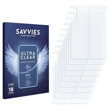 Front side of a product packaging with the brand logo Savvies. Next to it is the corresponding screen protector.