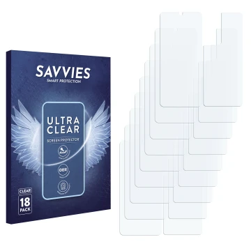 Front side of a product packaging with the brand logo Savvies. Next to it is the corresponding screen protector.