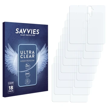 Front side of a product packaging with the brand logo Savvies. Next to it is the corresponding screen protector.