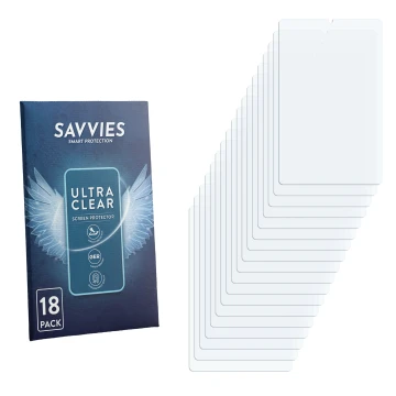 Front side of a product packaging with the brand logo Savvies. Next to it is the corresponding screen protector.