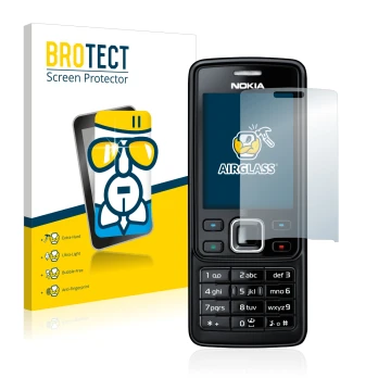 Front side of a product packaging with the brand logo BROTECT. Next to it is the device Nokia 6300 2007 shown with the corresp