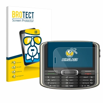 Front side of a product packaging with the brand logo BROTECT. Next to it is the device Nokia 3720 classic shown with the corr