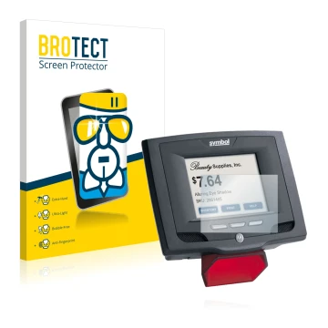 Front side of a product packaging with the brand logo BROTECT. Next to it is the device Symbol MK500 shown with the correspond