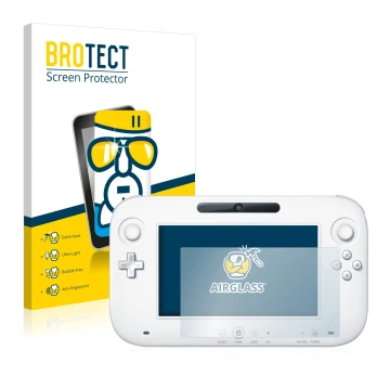 Front side of a product packaging with the brand logo BROTECT. Next to it is the device Nintendo Wii U GamePad (Controller) sh