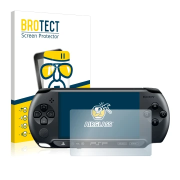 Front side of a product packaging with the brand logo BROTECT. Next to it is the device Sony PSP 1004 shown with the correspon