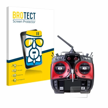 Front side of a product packaging with the brand logo BROTECT. Next to it is the device Graupner MZ-24 shown with the correspo