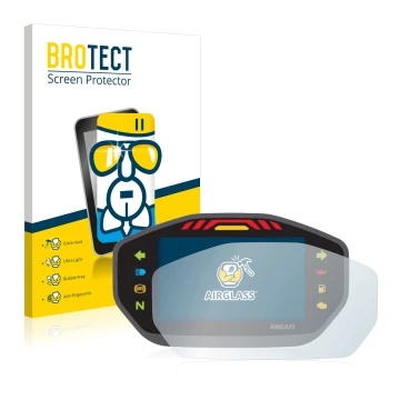 Front side of a product packaging with the brand logo BROTECT. Next to it is the device Ducati Monster 1200S Colour-TFT-Displa