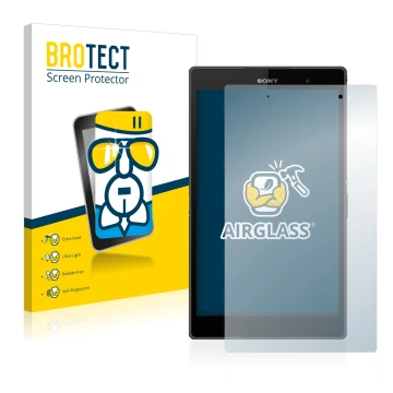Front side of a product packaging with the brand logo BROTECT. Next to it is the device Sony Xperia Z3 Tablet Compact SGP611, 