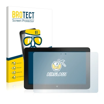 Front side of a product packaging with the brand logo BROTECT. Next to it is the device Dell Venue 11 Pro 7140 (2013-2014) sho