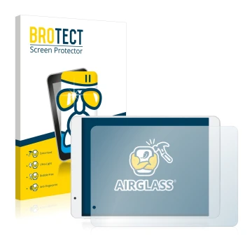 Front side of a product packaging with the brand logo BROTECT. Next to it is the device Teclast X89HD shown with the correspon