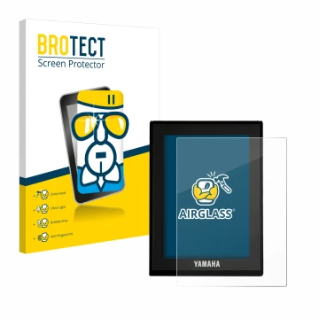 Front side of a product packaging with the brand logo BROTECT. Next to it is the device Yamaha LCD Display (E-Bike Display) sh