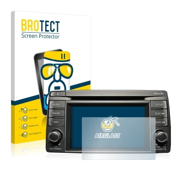 Front side of a product packaging with the brand logo BROTECT. Next to it is the device Mazda CX-5 2012-2014 Infotainment Syst