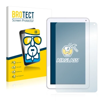 Front side of a product packaging with the brand logo BROTECT. Next to it is the device Odys Maven 10 shown with the correspon