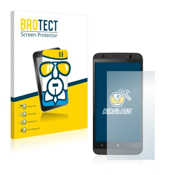 Front side of a product packaging with the brand logo BROTECT. Next to it is the device Kazam Thunder 450WL shown with the cor