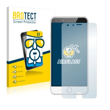 Front side of a product packaging with the brand logo BROTECT. Next to it is the device Ulefone Be Touch 2 shown with the corr