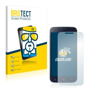 Front side of a product packaging with the brand logo BROTECT. Next to it is the device Landvo L8 shown with the corresponding