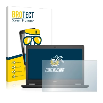 Front side of a product packaging with the brand logo BROTECT. Next to it is the device Dell Latitude 14 E7450 Non-Touch shown