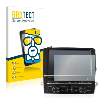 Front side of a product packaging with the brand logo BROTECT. Next to it is the device Porsche Carrera 991 2012 PCM 3.1 shown