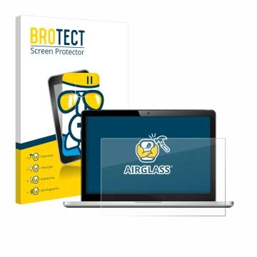 Front side of a product packaging with the brand logo BROTECT. Next to it is the device shown with the corresponding screen pr