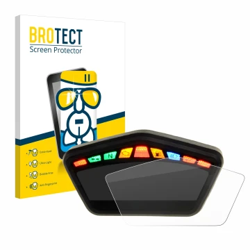 Front side of a product packaging with the brand logo BROTECT. Next to it is the device Ducati Hypermotard 821 2015 Speedomete