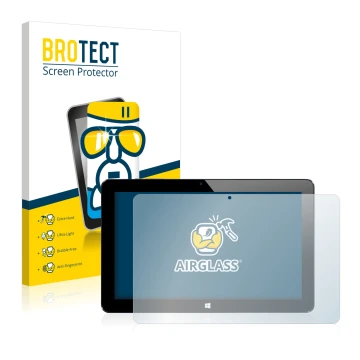 Front side of a product packaging with the brand logo BROTECT. Next to it is the device Cube i7 Stylus shown with the correspo