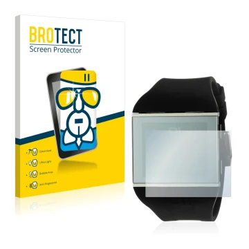 Front side of a product packaging with the brand logo BROTECT. Next to it is the device The One Slim Square shown with the cor