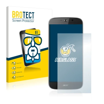 Front side of a product packaging with the brand logo BROTECT. Next to it is the device Acer Liquid Jade Primo shown with the 