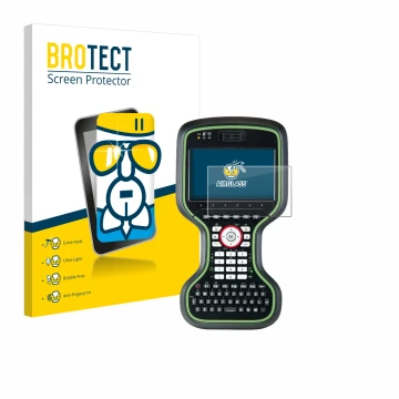 Front side of a product packaging with the brand logo BROTECT. Next to it is the device Leica CS20 3.75G Disto shown with the 