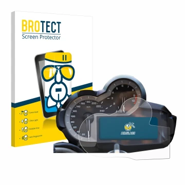 Front side of a product packaging with the brand logo BROTECT. Next to it is the device BMW R 1200 GS K50 2013-2018 Speedomete
