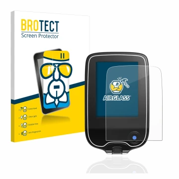 Front side of a product packaging with the brand logo BROTECT. Next to it is the device Freestyle Libre shown with the corresp