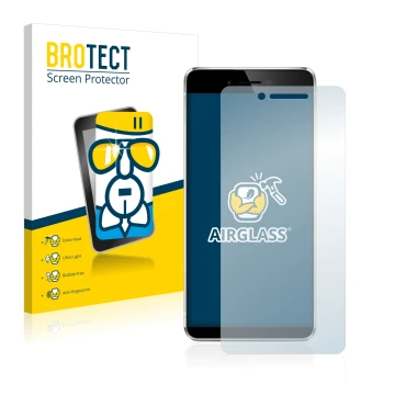 Front side of a product packaging with the brand logo BROTECT. Next to it is the device Vernee Mars shown with the correspondi