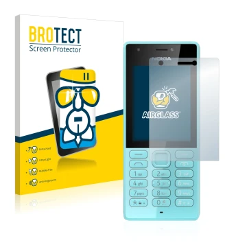 Front side of a product packaging with the brand logo BROTECT. Next to it is the device Nokia 216 shown with the corresponding