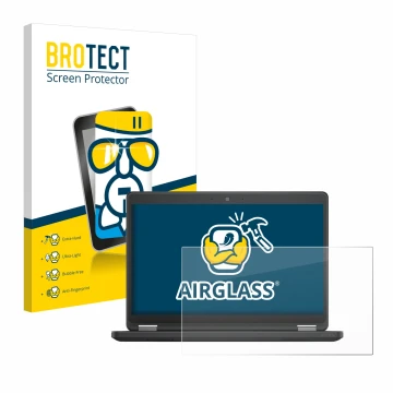 Front side of a product packaging with the brand logo BROTECT. Next to it is the device Dell Latitude 14 E5450 Non-Touch shown