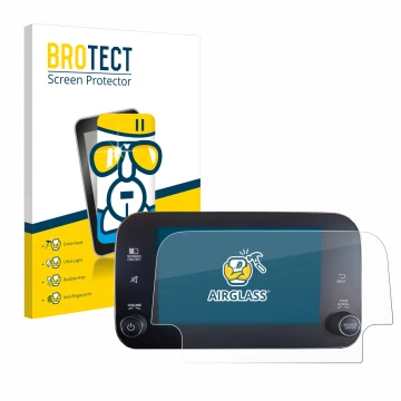 Front side of a product packaging with the brand logo BROTECT. Next to it is the device Fiat Tipo 2016-2019 Uconnet 7