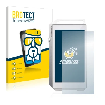 Front side of a product packaging with the brand logo BROTECT. Next to it is the device Pioneer XDP-100R shown with the corres