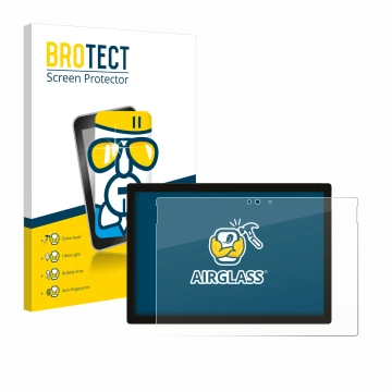 Front side of a product packaging with the brand logo BROTECT. Next to it is the device Microsoft Surface Pro 5 2017 shown wit