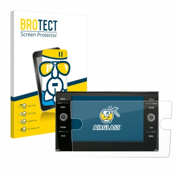 Front side of a product packaging with the brand logo BROTECT. Next to it is the device Volkswagen Composition Media 2017 show