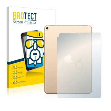 Front side of a product packaging with the brand logo BROTECT. Next to it is the device Apple iPad Pro 10.5