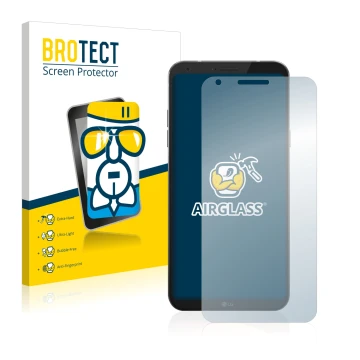 Front side of a product packaging with the brand logo BROTECT. Next to it is the device LG Q6 shown with the corresponding scr