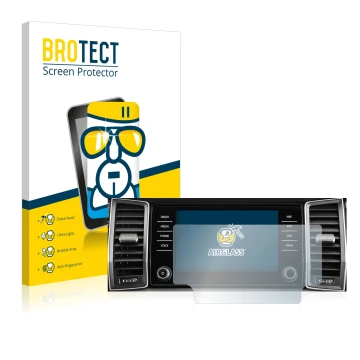 Front side of a product packaging with the brand logo BROTECT. Next to it is the device Skoda Amundsen Kodiaq 2017-2018 Infota