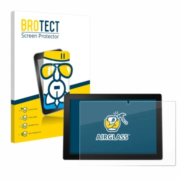 Front side of a product packaging with the brand logo BROTECT. Next to it is the device Lenovo Ideapad Miix 520 shown with the