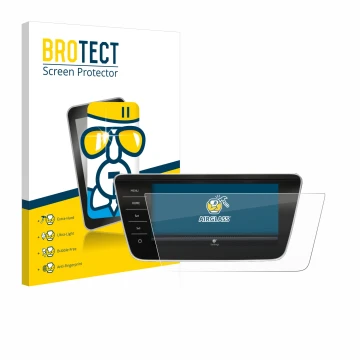 Front side of a product packaging with the brand logo BROTECT. Next to it is the device Skoda Superb Business Columbus 2017-20