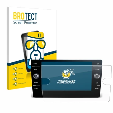 Front side of a product packaging with the brand logo BROTECT. Next to it is the device Volkswagen T-Roc 2017-2019 Discover Me