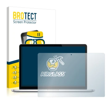 Front side of a product packaging with the brand logo BROTECT. Next to it is the device Apple MacBook Pro Retina 15