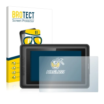 Front side of a product packaging with the brand logo BROTECT. Next to it is the device XP-Pen Artist 13.3 shown with the corr