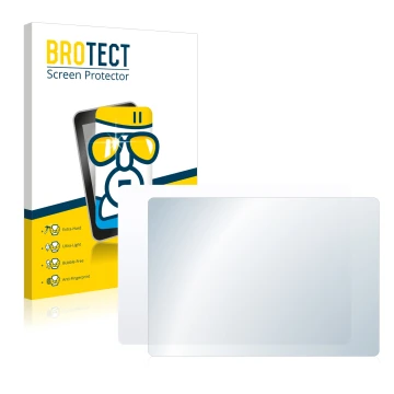 Front side of a product packaging with the brand logo BROTECT. Next to it is the device Apple Magic 2 (Touch Trackpad) shown w