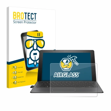 Front side of a product packaging with the brand logo BROTECT. Next to it is the device HP Pro x2 612 G2 shown with the corres