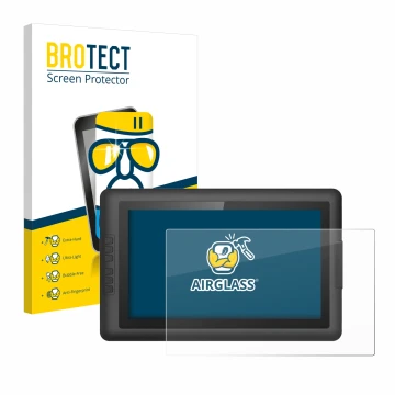 Front side of a product packaging with the brand logo BROTECT. Next to it is the device XP-Pen Artist 15.6 shown with the corr