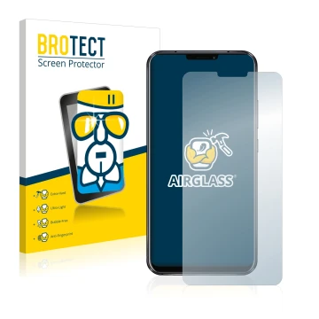 Front side of a product packaging with the brand logo BROTECT. Next to it is the device ASUS ZenFone 5 ZE620KL shown with the 